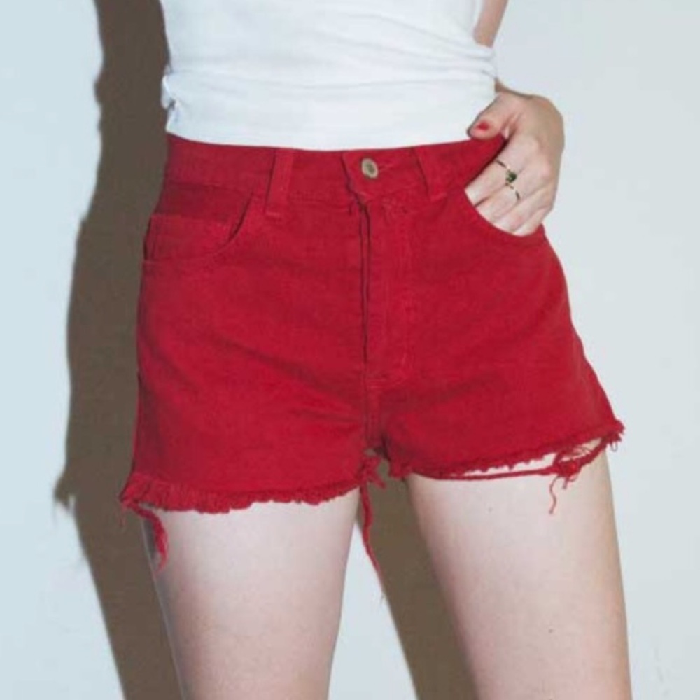 Brandy Melville Red Denim Shorts